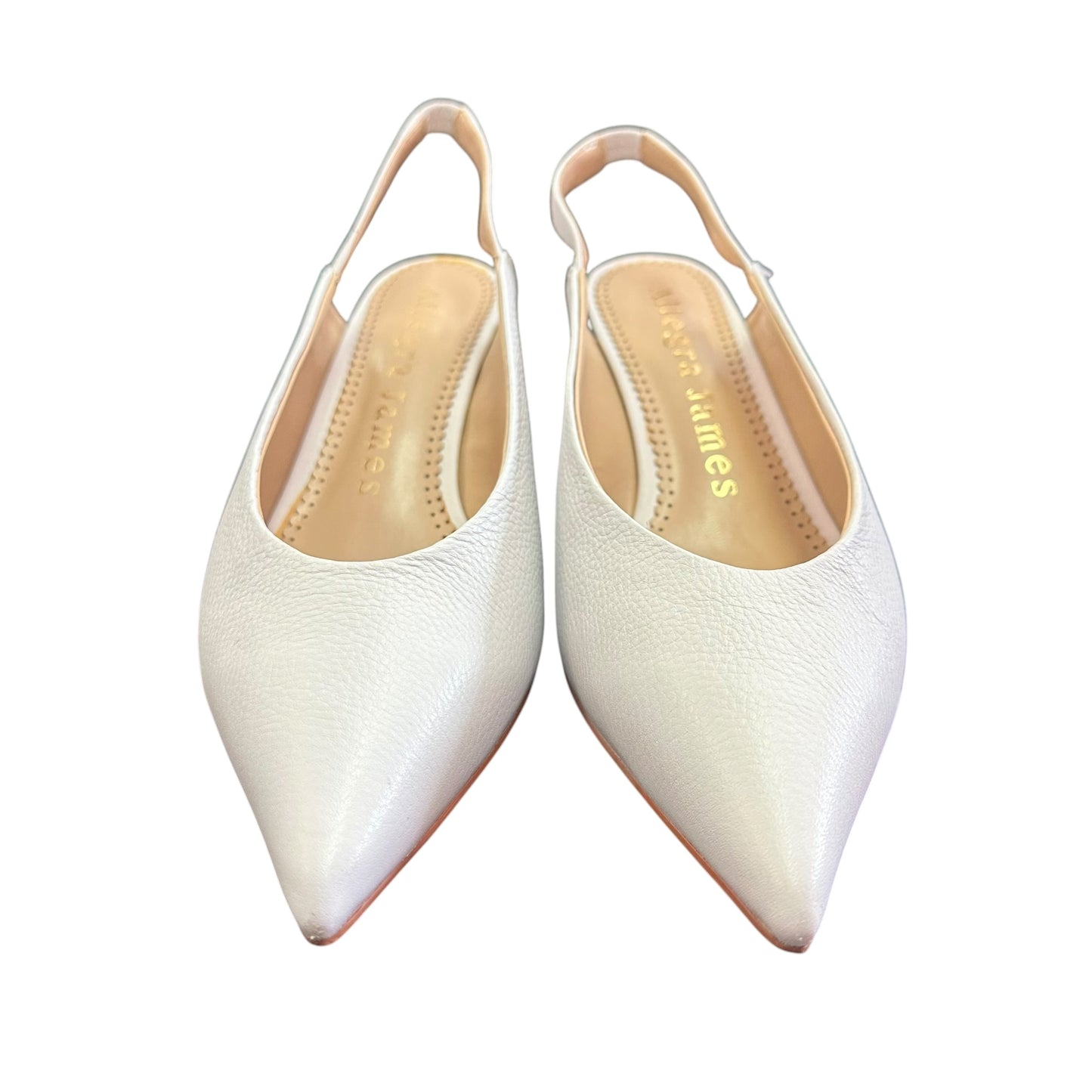 ALLEGRA JAMES WHITE CELINE SLING BACK HEELS 214 SZ 8.5