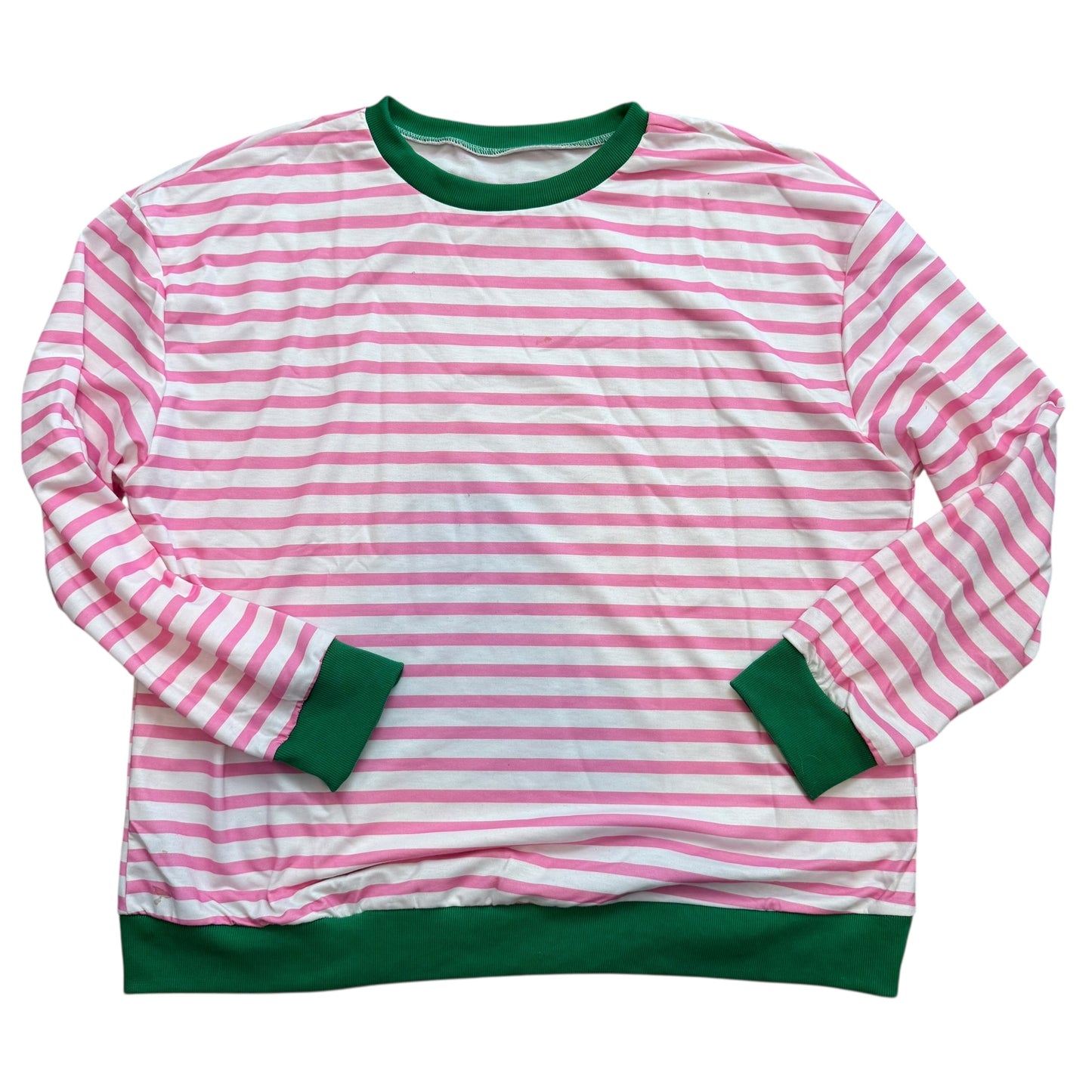 WHITE PINK THIN STRIPED SWEATSHIRT 100 XXL