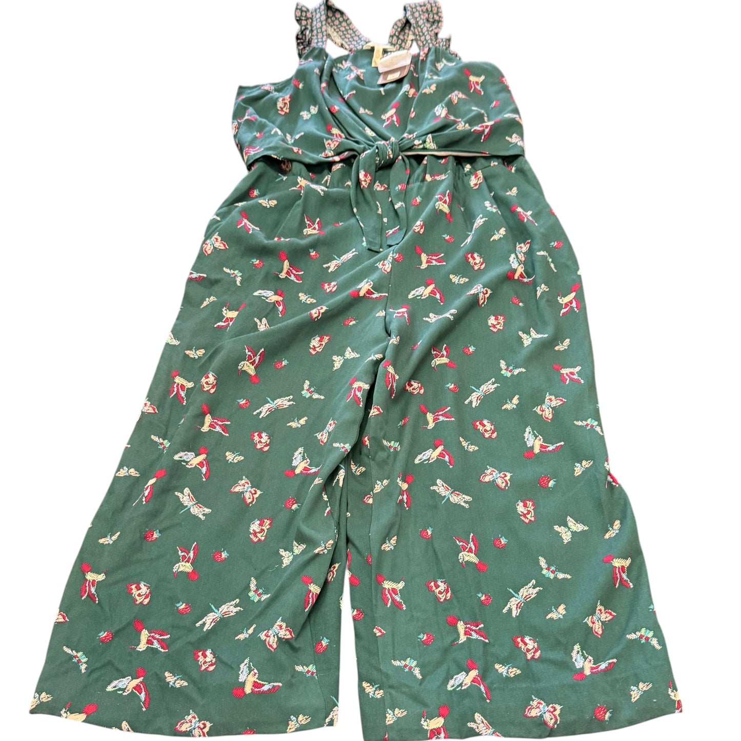 MATILDA JANE GREEN WIDE LEG CROPPED JUMPSUIT HUMMINGBIRDS NWT 100 XL