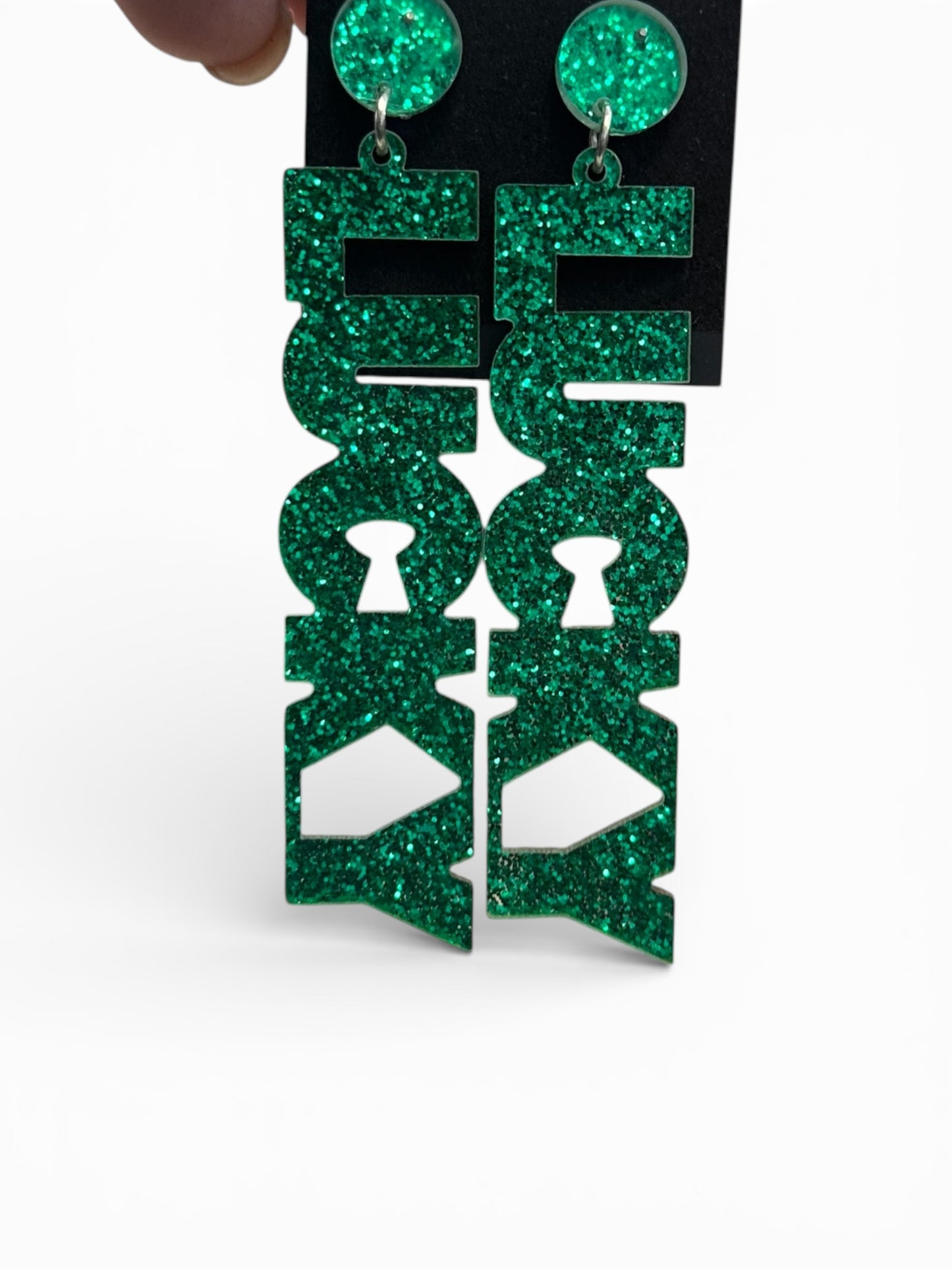 GREEN LUCKY GLITTER EARRINGS 258