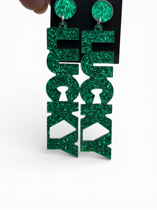 GREEN LUCKY GLITTER EARRINGS 258
