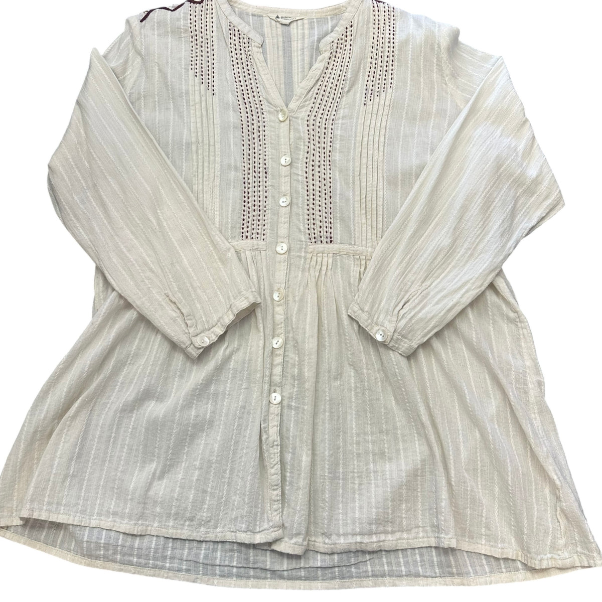 MARKET PLACE BEIGE EMBROIDERED BLOUSE 100 1X