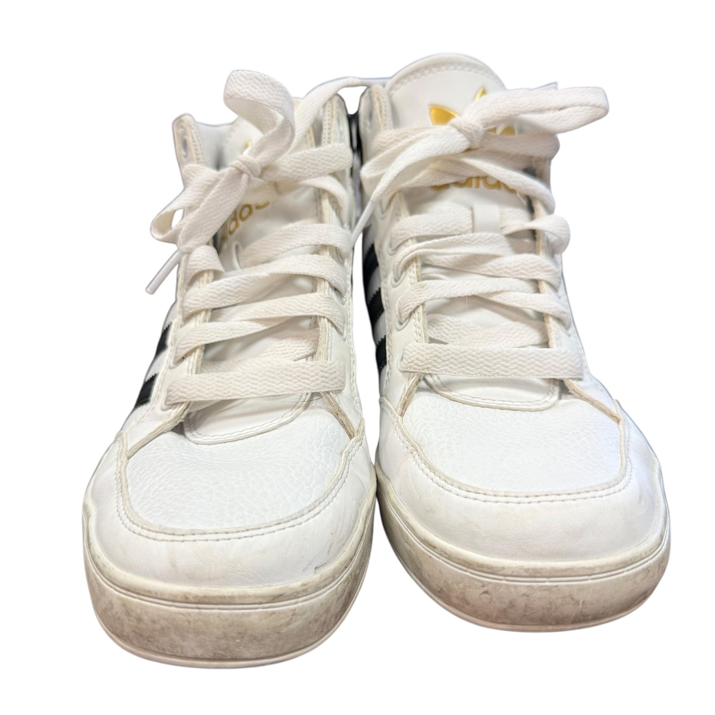 ADIDAS HARD COURT HIGH WHITE BLACK GOLD SNEAKERS 100 SZ 6