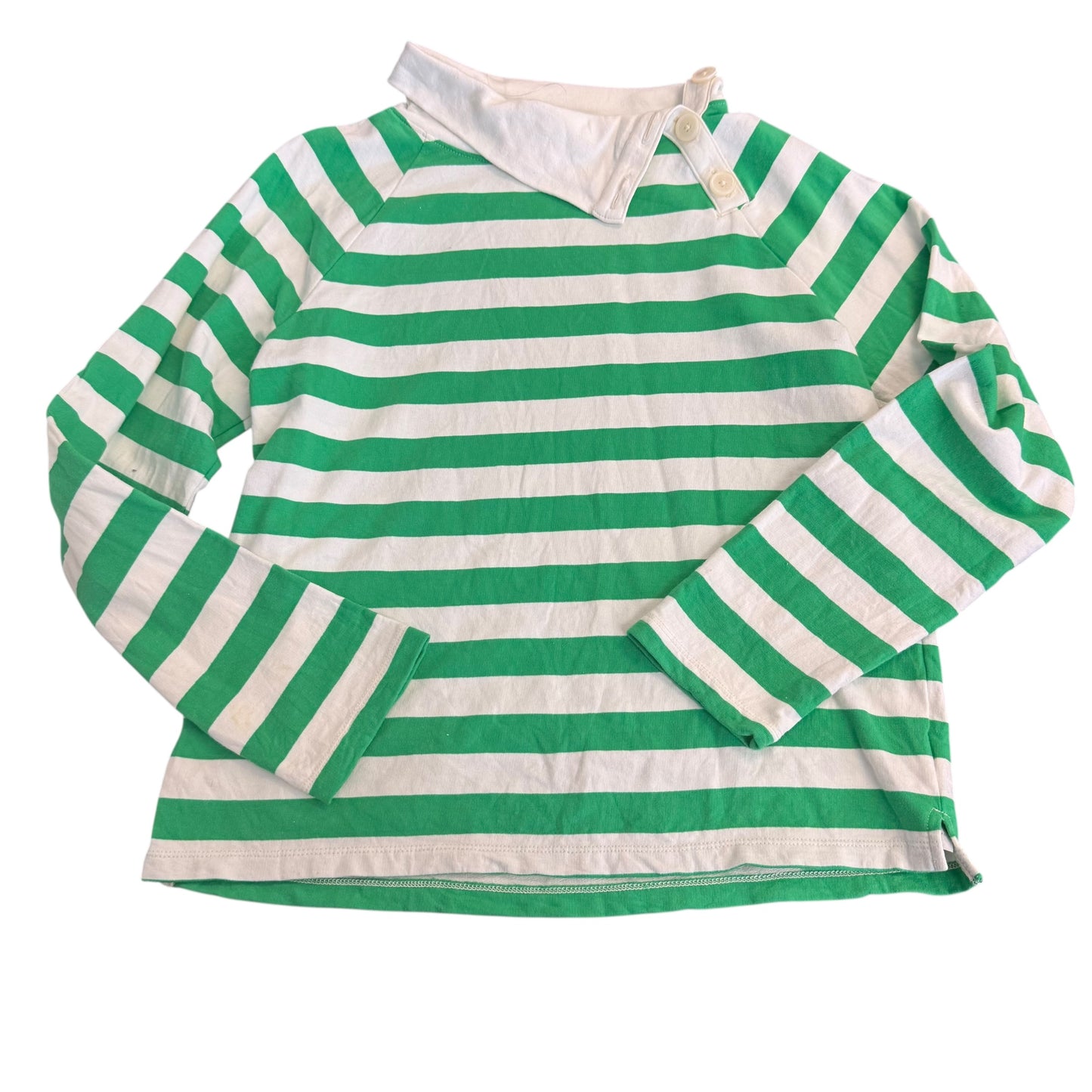 J CREW GREEN WHITE KNIT TOP 100 SMALL