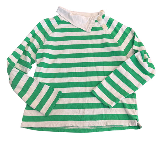 J CREW GREEN WHITE KNIT TOP 100 SMALL