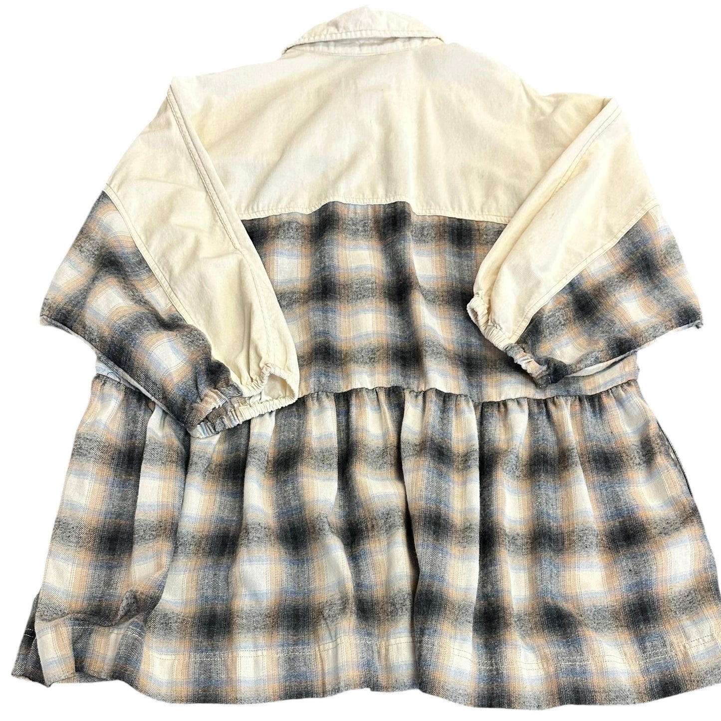 MUSTARD SEED CREAM BLUE PLAID SHIRT DRESS 100 LARGE