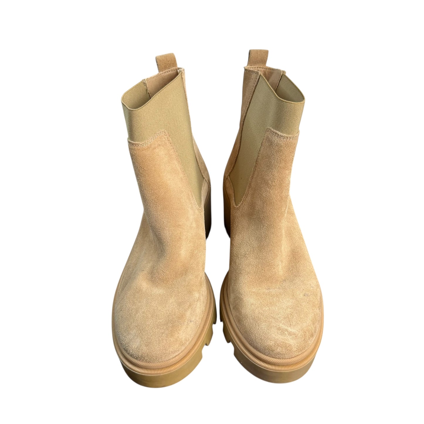ANTONIO DE FARIA LUG SOLE CHELSEA BOOTS BEIGE SUEDE 100 SZ 9