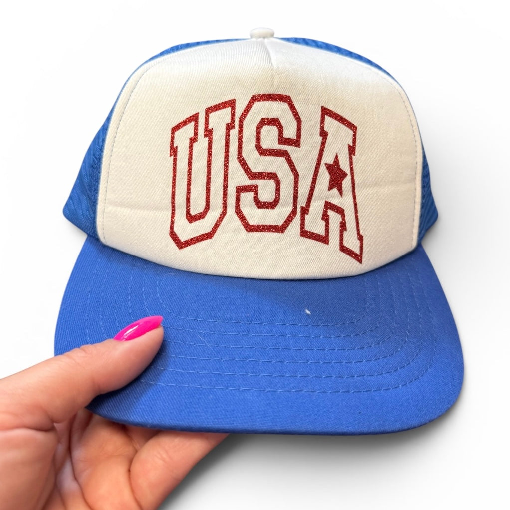 USA BLUE TRUCKER CAP GENTLY USED