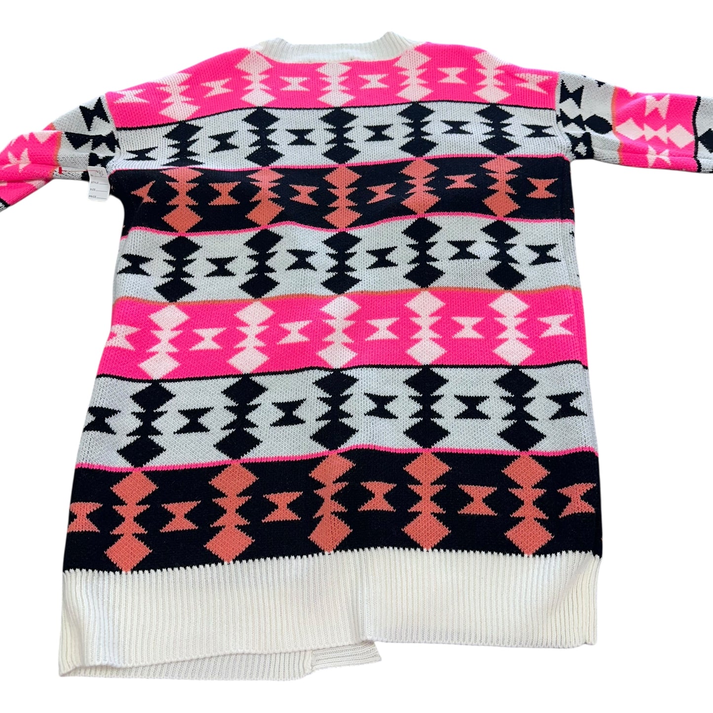 VIBALA NEON PINK BLACK ORANGE OPEN CARDIGAN 82 M/L