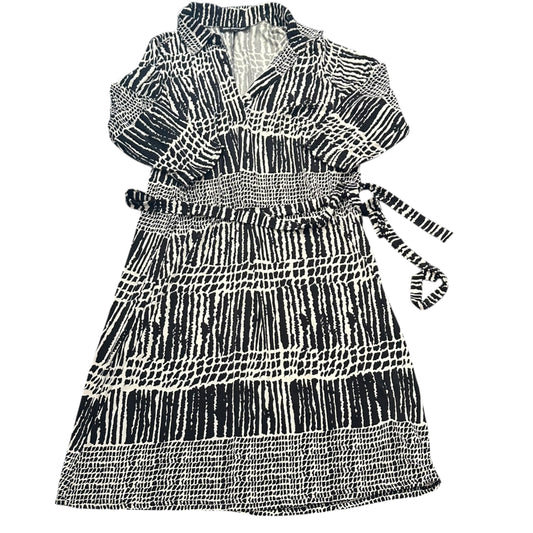 MLLE GABRIELLE BLACK WHITE BELTED DRESS 195 1X