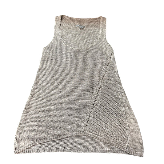 VINCE GRAY KNIT SLEEVELESS BLOUSE LINEN 100 SMALL