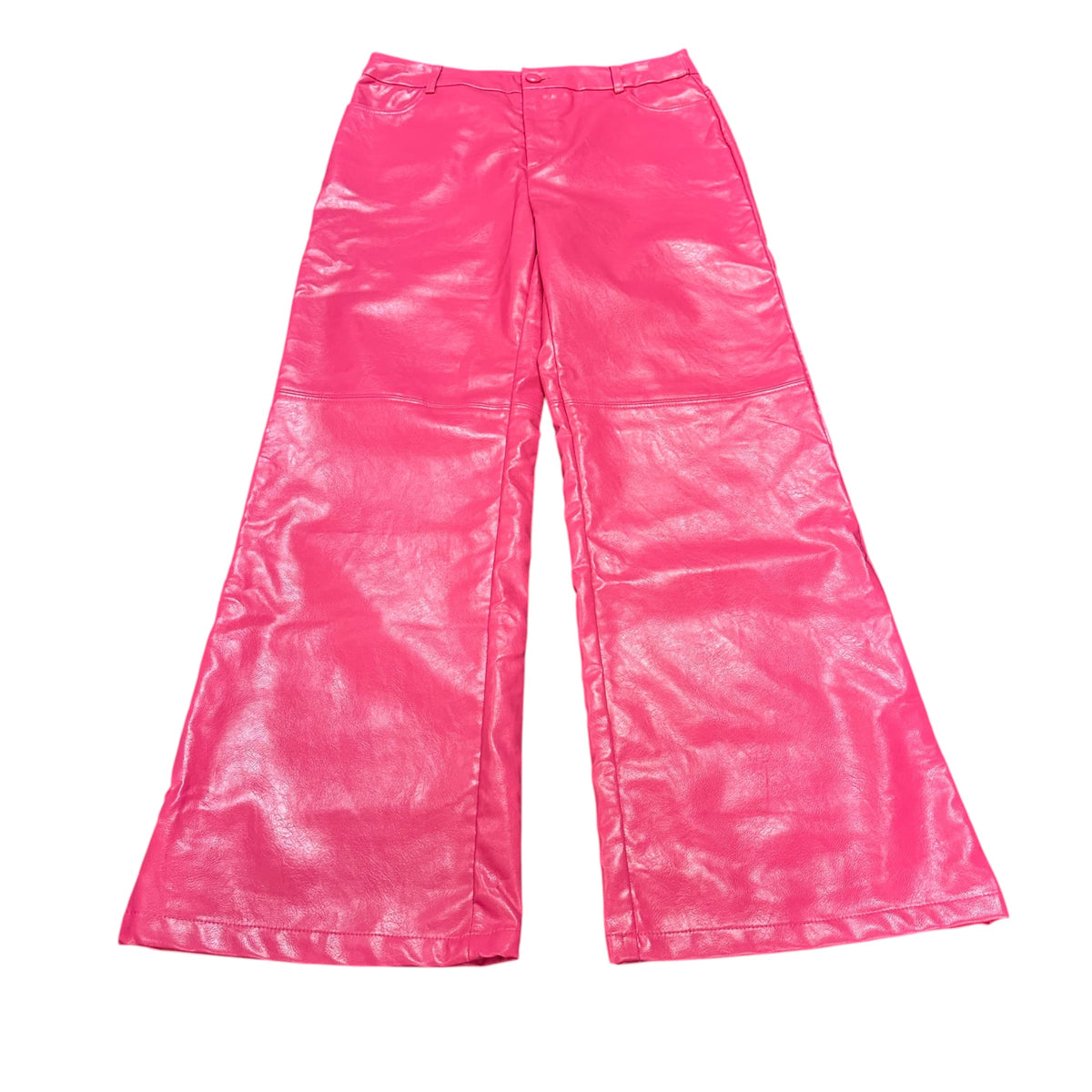 GLAM PINK FAUX LEATHER WIDE LEG PANTS 100 LARGE 10