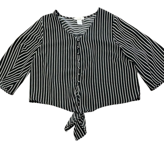 URBAN ROMANTICS BLACK WHITE STRIPED BLOUSE 239 LARGE