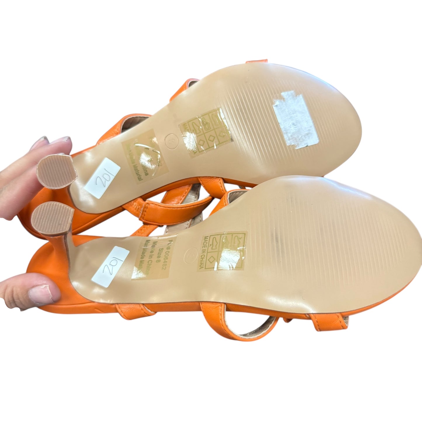 JOURNEE COLLECTION KRISTINA KITTEN ORANGE HEEL FAUX LEATHER NEW 201 SZ 8