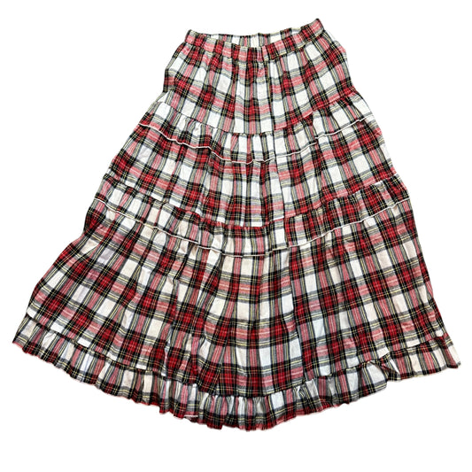 WHITE RED TARTAN FLANNEL SKIRT NWOT 100 LARGE
