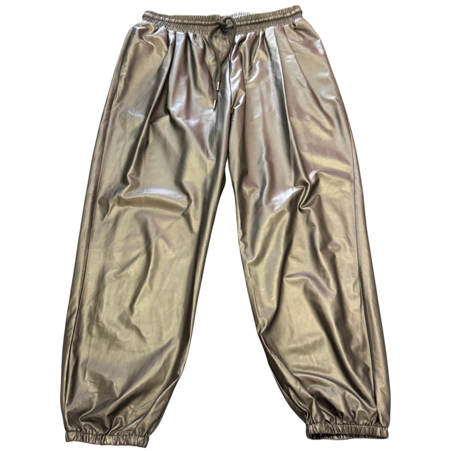 ENTRO BLACK FAUX LEATHER JOGGERS 100 MEDIUM