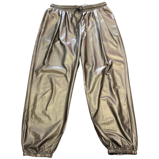 ENTRO BLACK FAUX LEATHER JOGGERS 100 MEDIUM