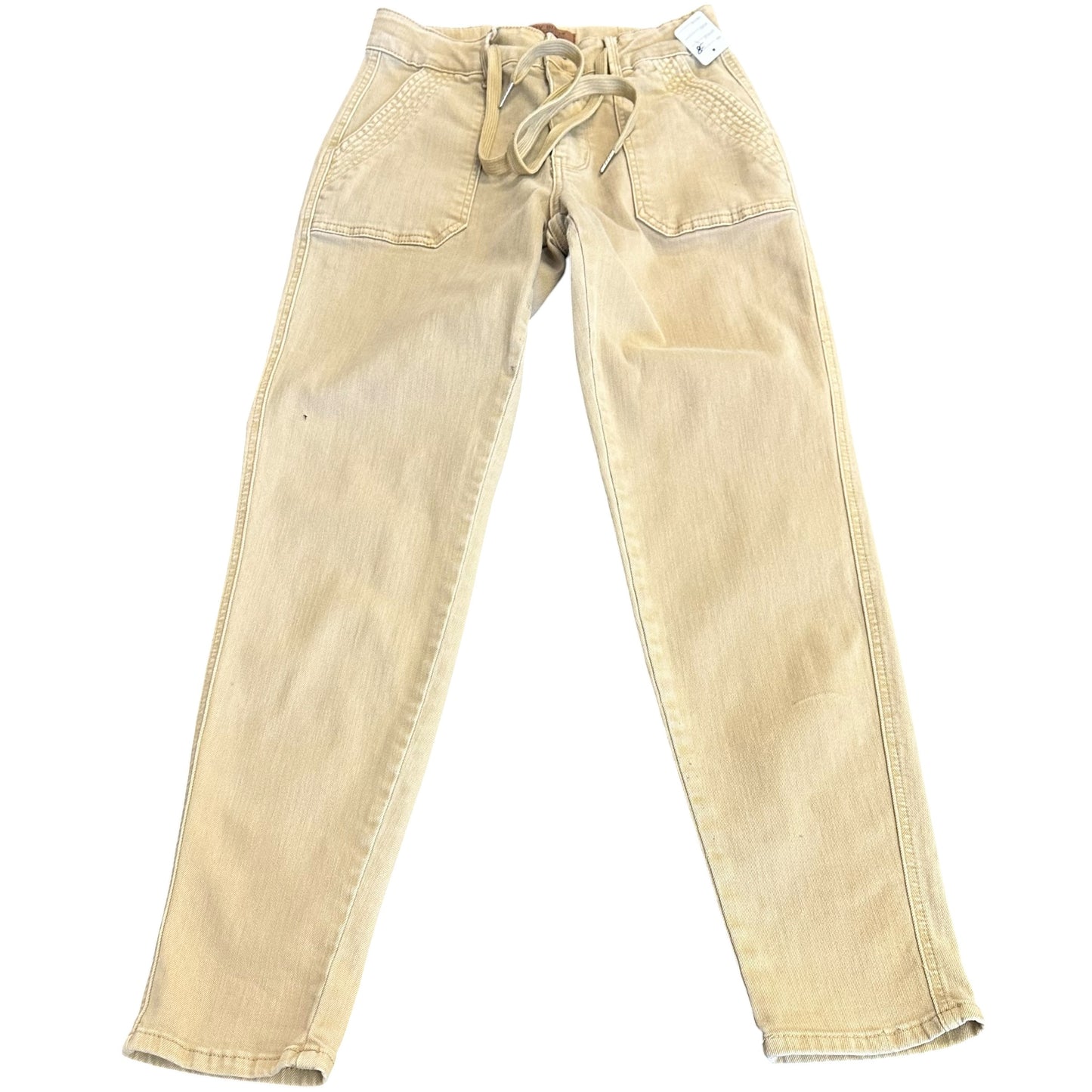JUDY BLUE TAN KHAKI DENIM JEANS DRAWSTRING 38 SZ 3/26