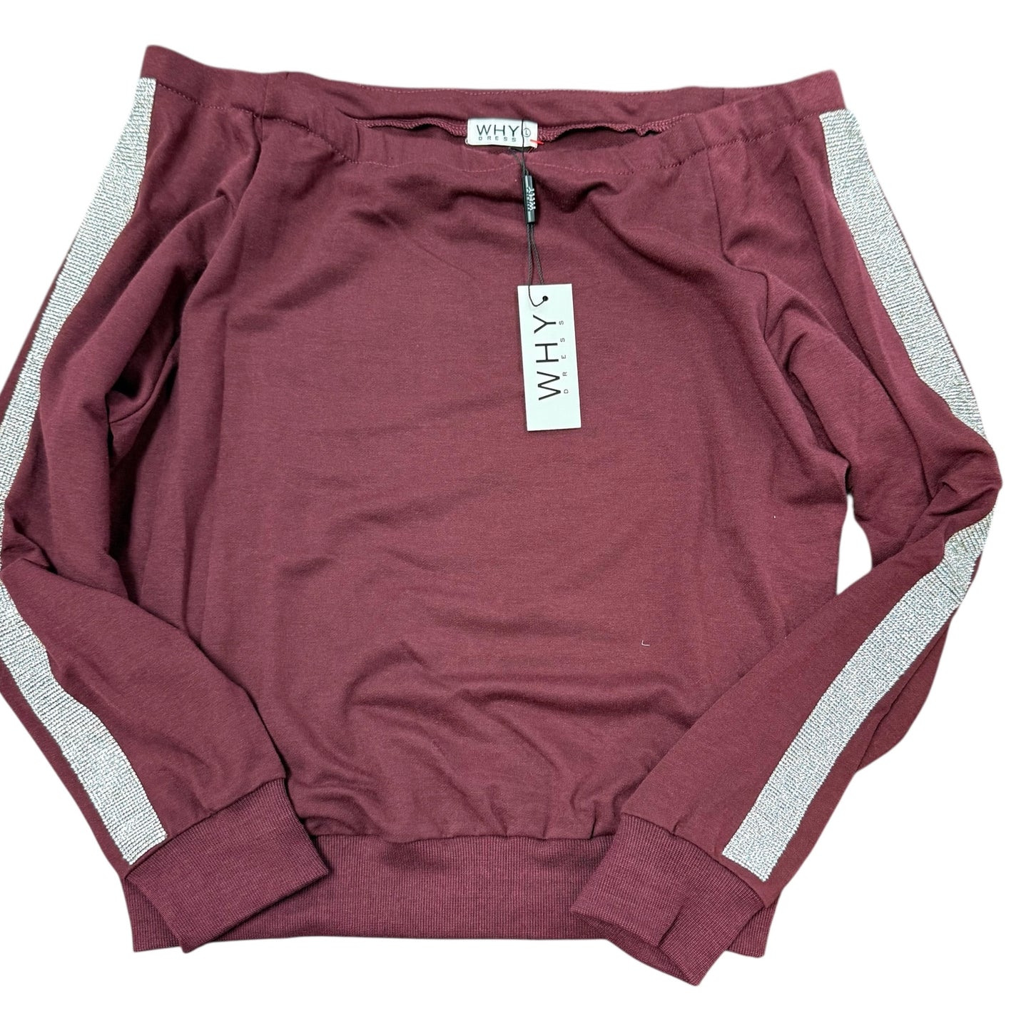 WHY MAROON WINE RED SWEATSUIT 2 PIECE SWEATSHIRT SWEATPANTS LOUNGEWEAR RHINESTONE SMALL