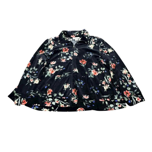 CD DANIELS NAVY FLORAL FLEECE ZIP UP JACKET 227 2XL