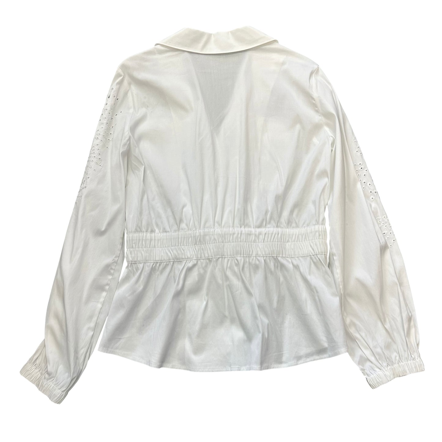 WHBM WHITE EYELET BUTTON UP BLOUSE 100 MEDIUM