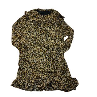 WHO WHAT WEAR ANIMAL PRINT LONG SLEEVE RUFFLE DRESS - XXL - 117