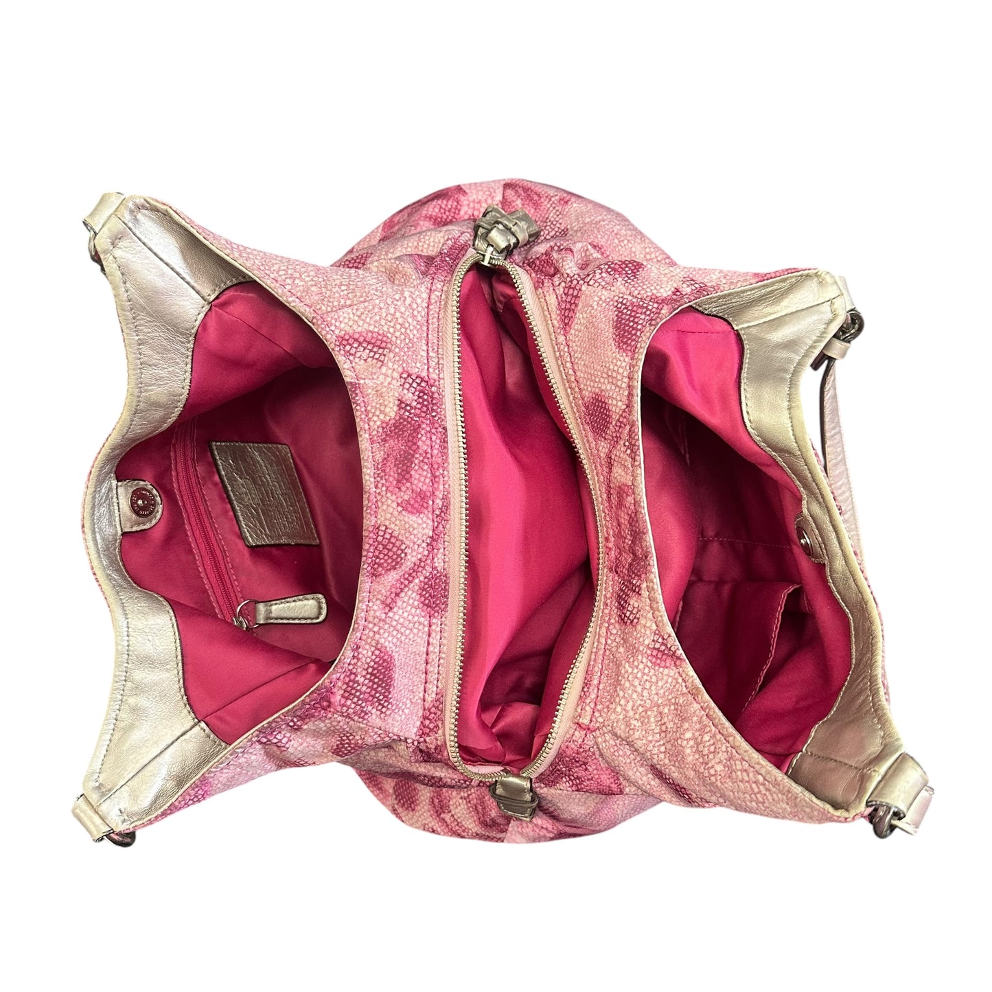 COACH MADISON MAGGIE SHOULDER BAG PINK FLORAL SILVER LEATHER 258 GUC