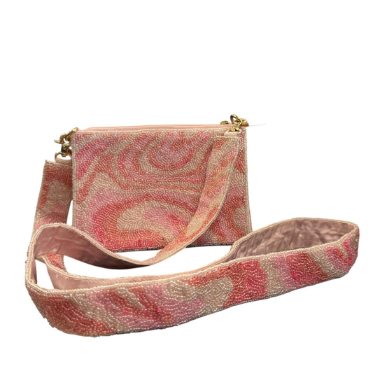 PINK WHITE BEADED CROSSBODY PURSE 158