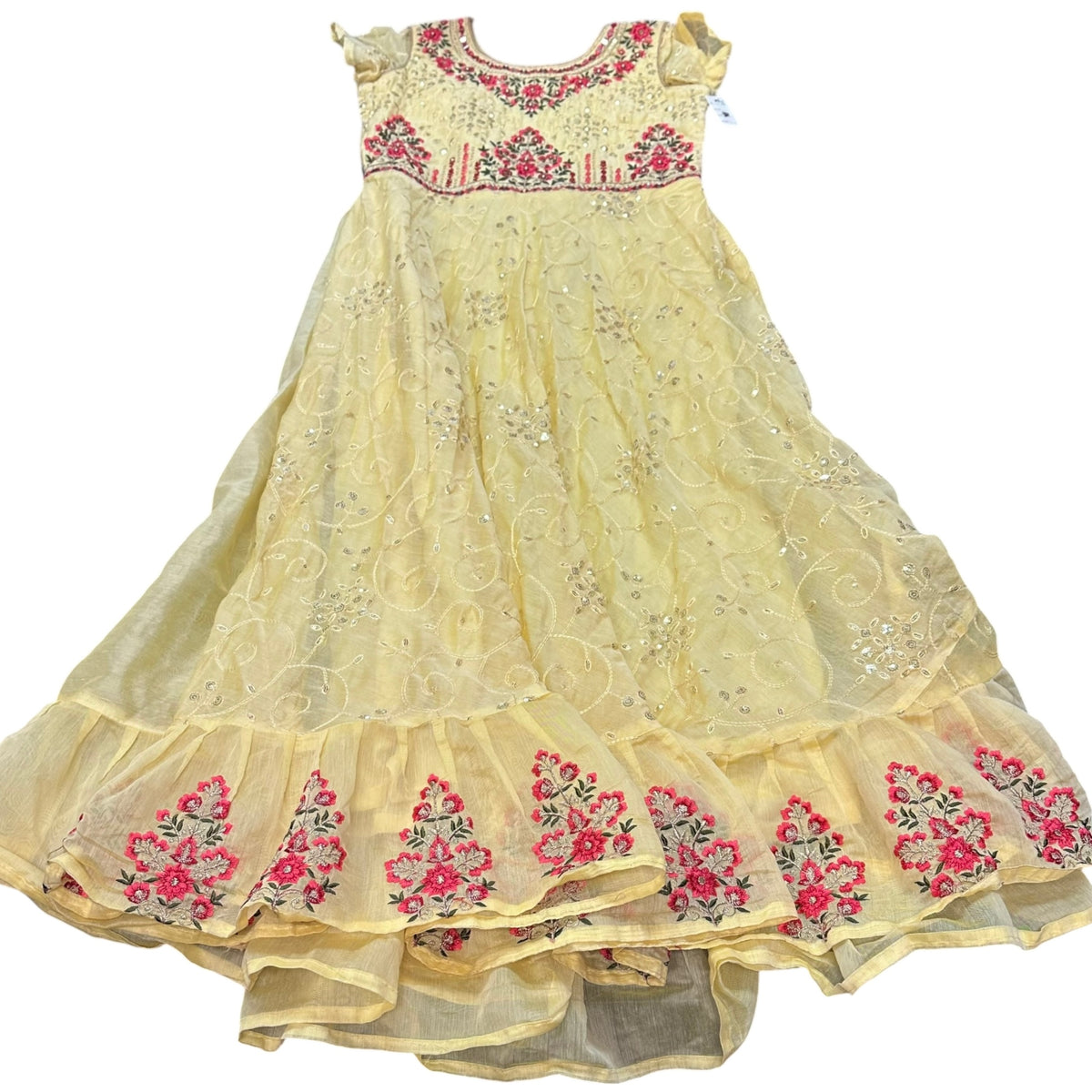 YELLOW FLOOR LENGTH ANAKALI STYLE DRESS 111 S/M