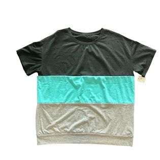 COLOR BLOCK BLACK BLUE AND GREY TOP- 44 XL