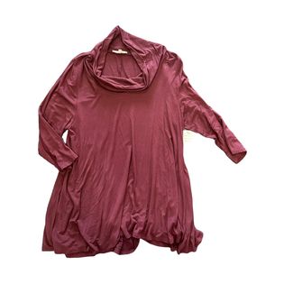 JOAN VASS WINE TURTLE NECK HIGH LOW TUNIC- 135 XLARGE