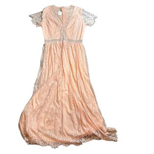 PEACH LACE FULL LENGTH DRESS - 141 NWT LARGE