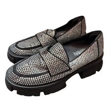 CHUNKY RHINESTONE PLATFORM LOAFERS SZ 10/11