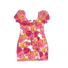 PINK FLORAL PUFF SLEEVE DRESS SZ 6/MEDIUM $19.99