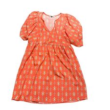 MICHELLE MCDOWELL PEACH DRESS W PUFF SLEEVES - 100 SMALL - oversized NWOT