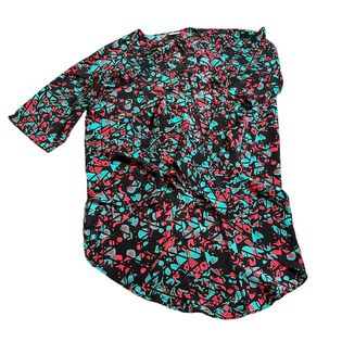 LULAROE TEAL BLACK PINK KIMONO - 115 SMALL