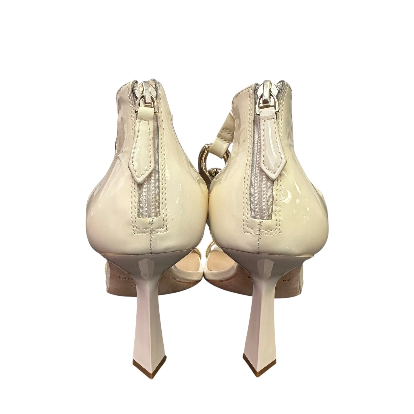ANTONIO MELANI BEIGE PATENT LEATHER HEELS CHAINLINK 263 SZ 9