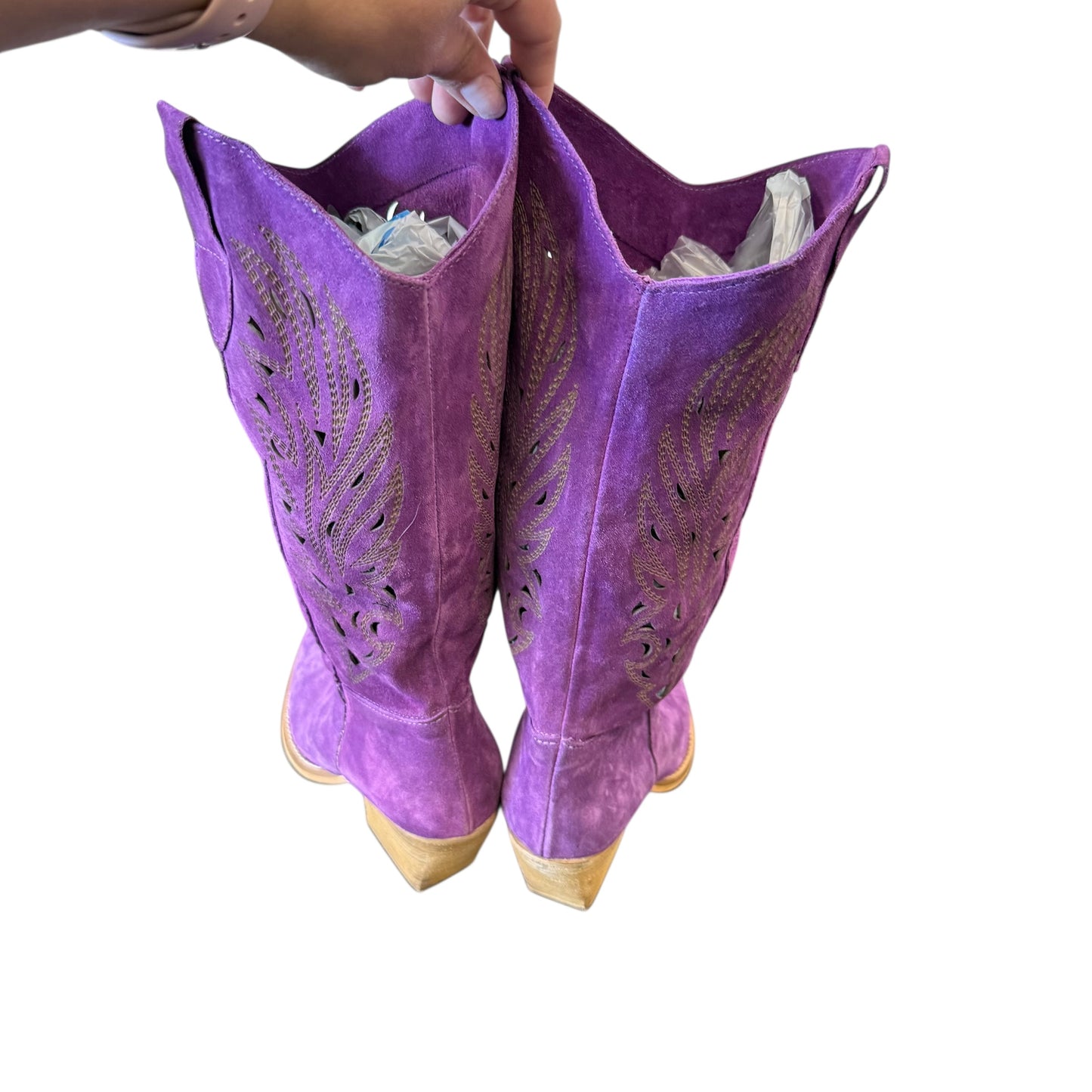 KALI SHORE PURPLE LEATHER COWBOY BOOTS 100 SZ 10