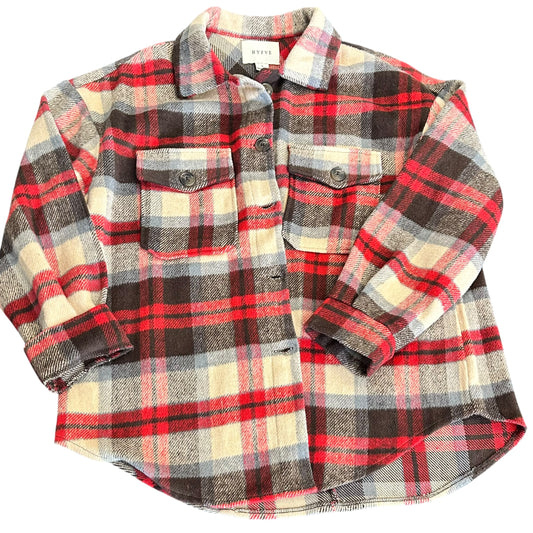 HYFVE BEIGE RED BROWN PLAID SHACKET 39 SMALL