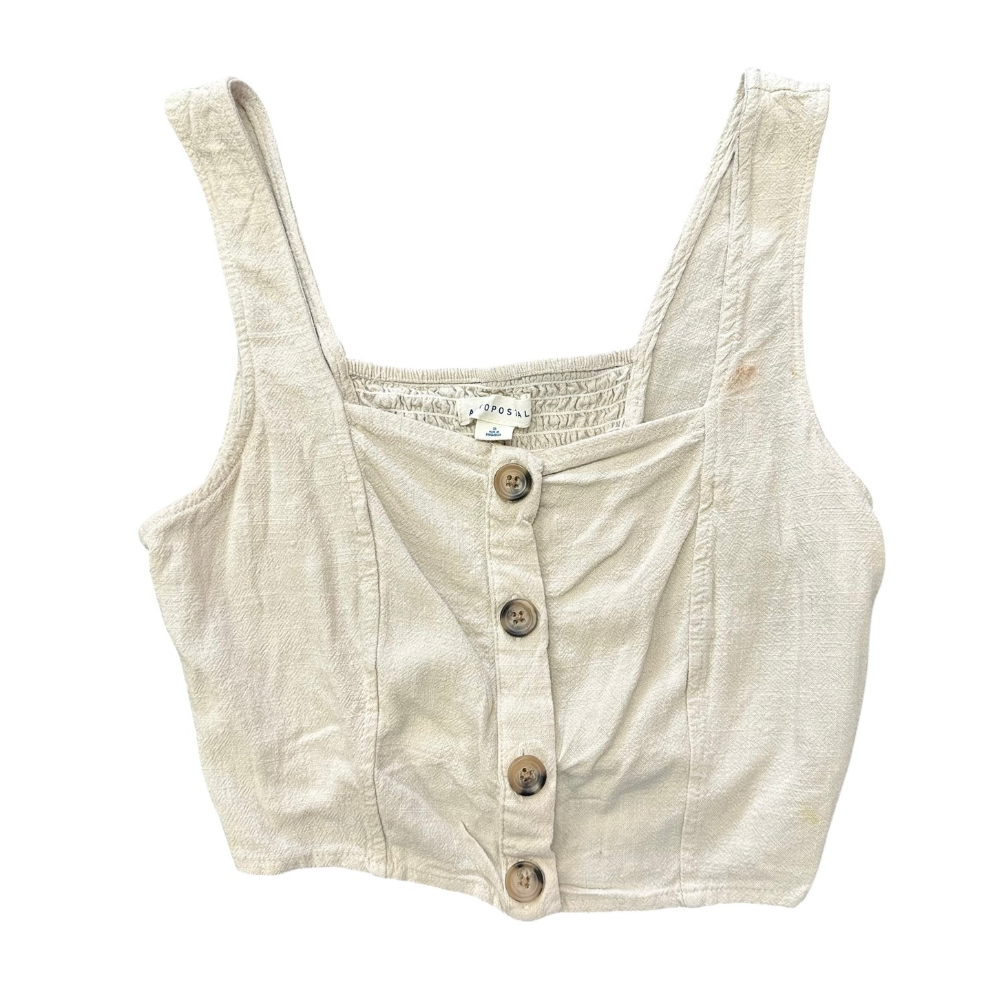AEROPOSTALE TAN CROPPED SMOCKED BLOUSE 100 SMALL