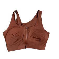 ZYIA BROWN FRONT ZIP SPORTS BRA LARGE