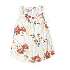 WHITE FLORAL TANK MEDIUM