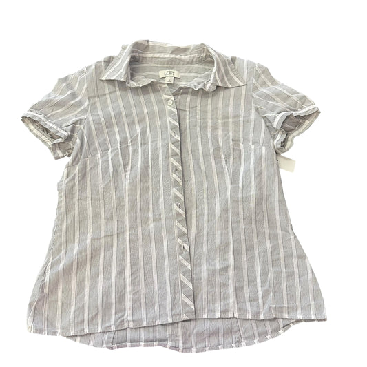 LOFT BLACK WHITE BUTTON UP BLOUSE SHORT SLEEVE 276 SZ 12