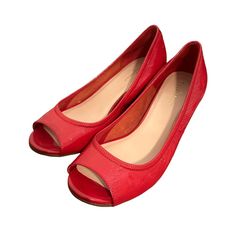 COLE HAHN RED PEEP TOE WEDGES NIKE AIR SZ 6 - 171