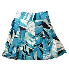 APT 9 WHITE TEAL ABSTRACT SKIRT SZ 10 - 112