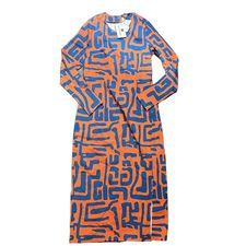 DIYANU ORANGE BLUE DRESS NWT $89.99 LARGE (8/10) - 161