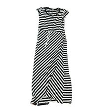 TALBOTS BLACK WHITE STRIPED DRESS XS