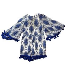 BLUE WHITE LACE ROMPER NWOT SMALL (2/4)