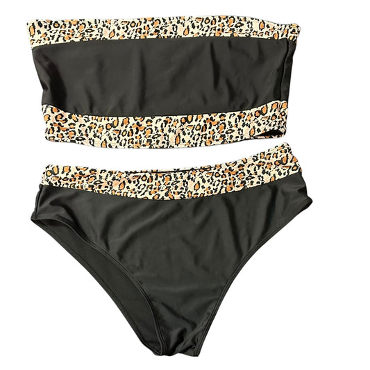 BLACK ANIMAL PRINT 2 PC SWIMSUIT BIKINI 279 1XL