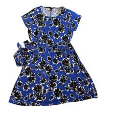 LANE BRYANT BLUE BLACK FLORAL DRESS 14/16